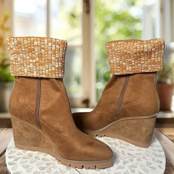 Donald J. Pliner Sindie Leather Suede Womens Knit Cuffed Booties Boots - Picture 11 of 13